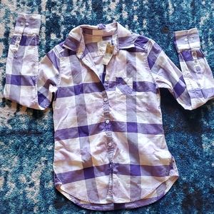 American Eagle Purple/White Plaid shirt